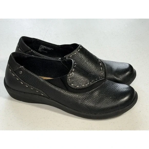 Earth Origins Black Leather Loafers Leona Size 8 M Slip-On Flats Shoes - Picture 3 of 14